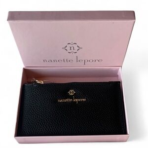 Nanette Lepore Pebbled Faux Leather Slim Bifold Wallet - Black NEW!!! With box.
